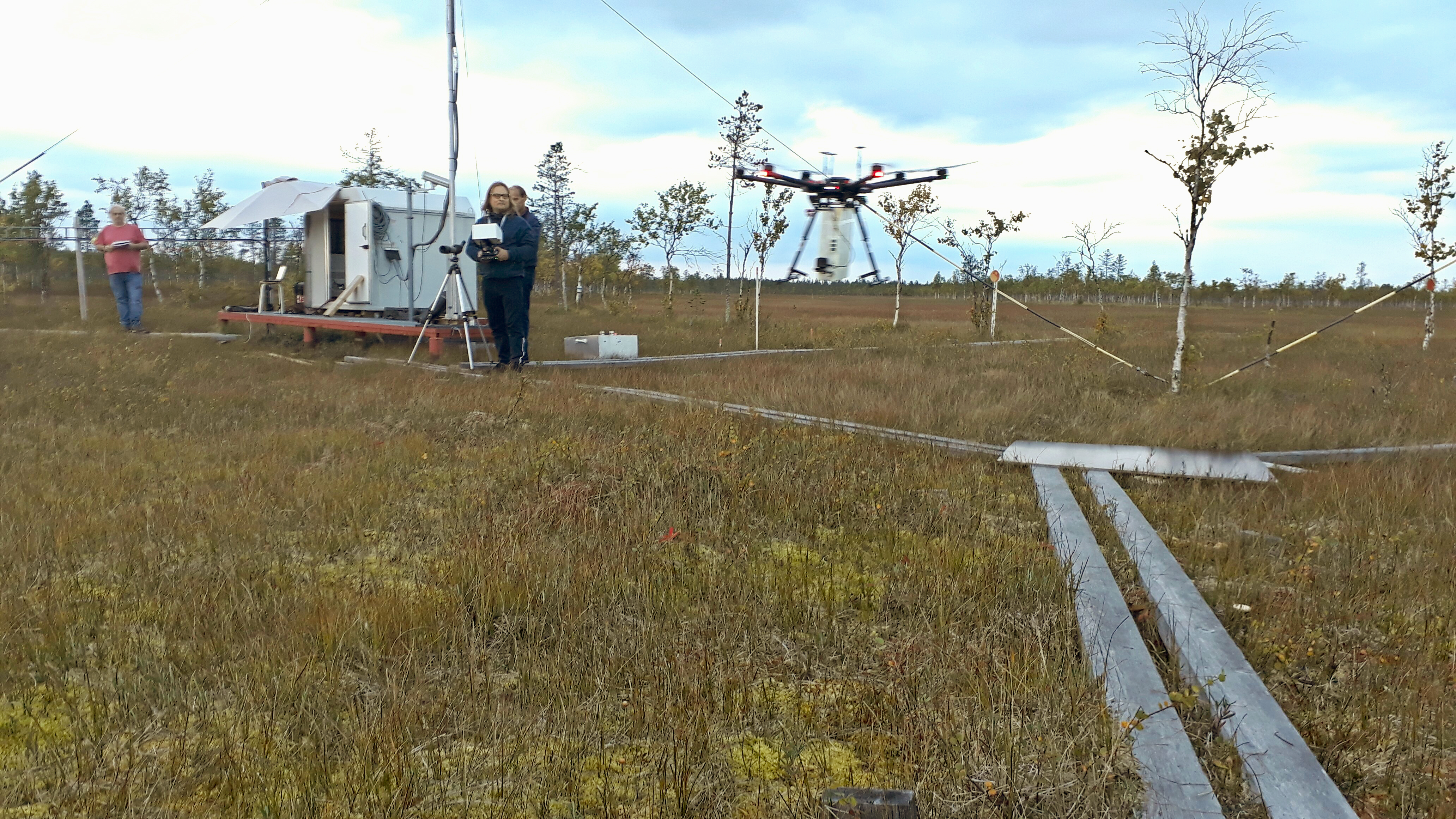 The spectroscopy group take methane measurements with a drone over wetlands.