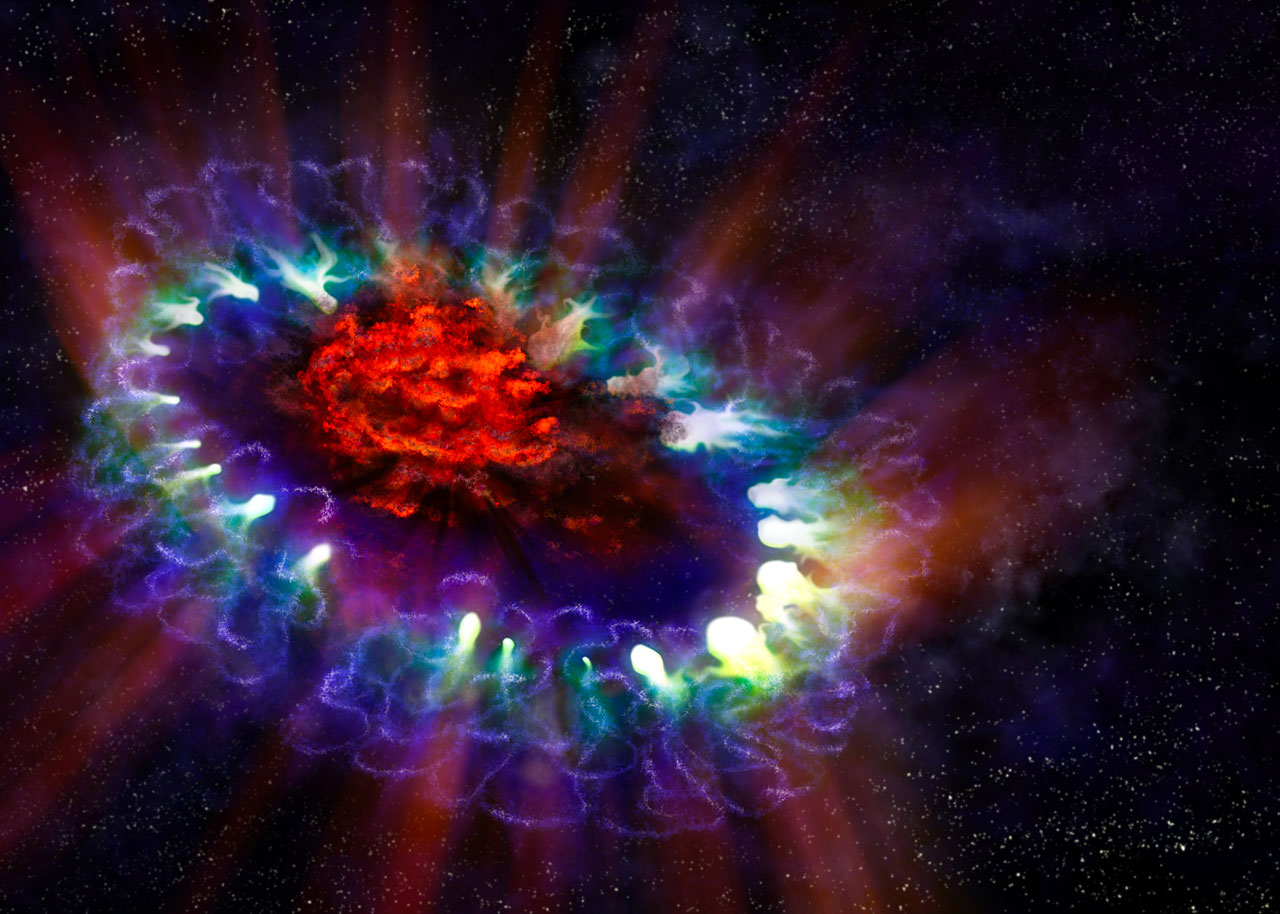 Artist's illustration of Supernova 1987A.