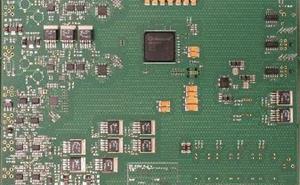 A printed circuit board wth electronic components.