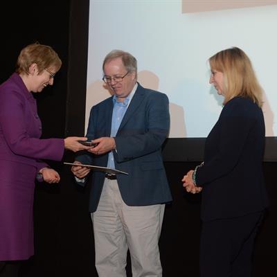 ​​​Professor Mike Hapgood receiving the Baron Marcel Nicolet Medal for Space Weather and Space Climate​
