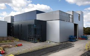​​The front of the newly completed exterior of the National Satellite Test Facility. 