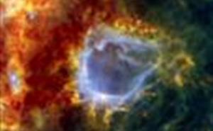 Herschel's view of RCW 120, a bubble of gas and dust in space around a massive star.