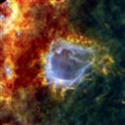 Herschel's view of RCW 120, a bubble of gas and dust in space around a massive star.