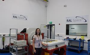 Roisin tests spacecraft instrumentation using the Vibration Test Facility.