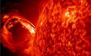 ​​​​​​A Coronal Mass Ejection erupting from the Sun taken by the Solar Dynamics Observatory spacecraft 