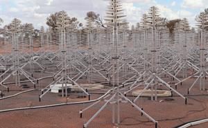 SKAO low antennas at the Murchison Radio-astronomy Observatory in Australia.