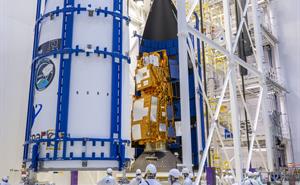 MetOp-SGA seen being sealed inside the rocket faring
