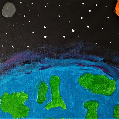 Acrylic painting of an aurora
