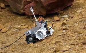 University of Surrey’s winning rover in the RAL Space robotic trails area. Credit: Thales Alenia Space in the UK