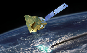 Artists impression of MicroCarb scanning the atmosphere.