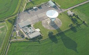 Aerial view of the Chilbolton Observatory site with 25 m dish.