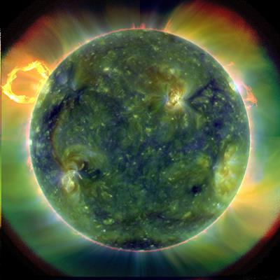 Flares and their associated waves across the Sun.