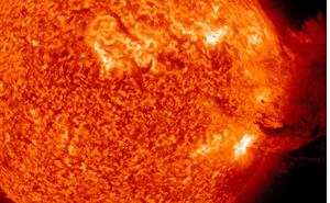 Solar flare from the surface of the sun