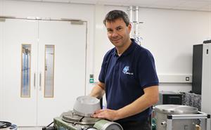 Senior technician Mark Anderson working in the RAL Space development lab.