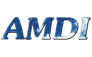 AMDI logo - the capital letters AMDI in blue on a white baclground