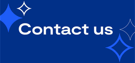 Decorative tile saying: Contact us