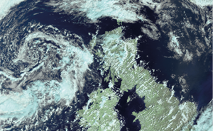 Satellite image of the UK in summer